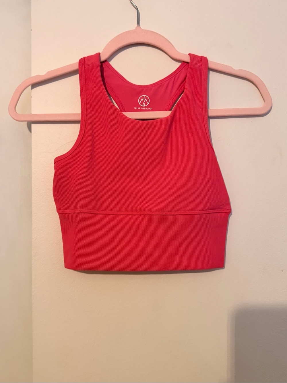 Move Theology Ribbed Racerback Sports Bra Pink Activewear XS